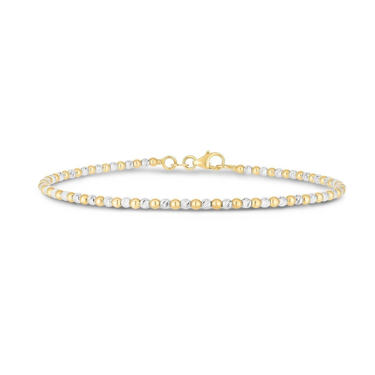 14K Two Tone Gold Pallina Bead Bracelet (2.10 mm)