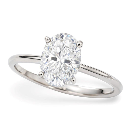 1 1/2 Carat Oval Lab Grown IGI G/VS1 Diamond Solitaire Ring in 14K White Gold