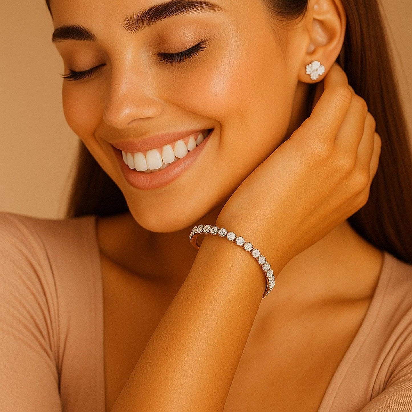 Lab Grown Round Diamond Tennis Bracelet in 14k Yellow Gold(5 cctw  F/G  VS2/SI1)