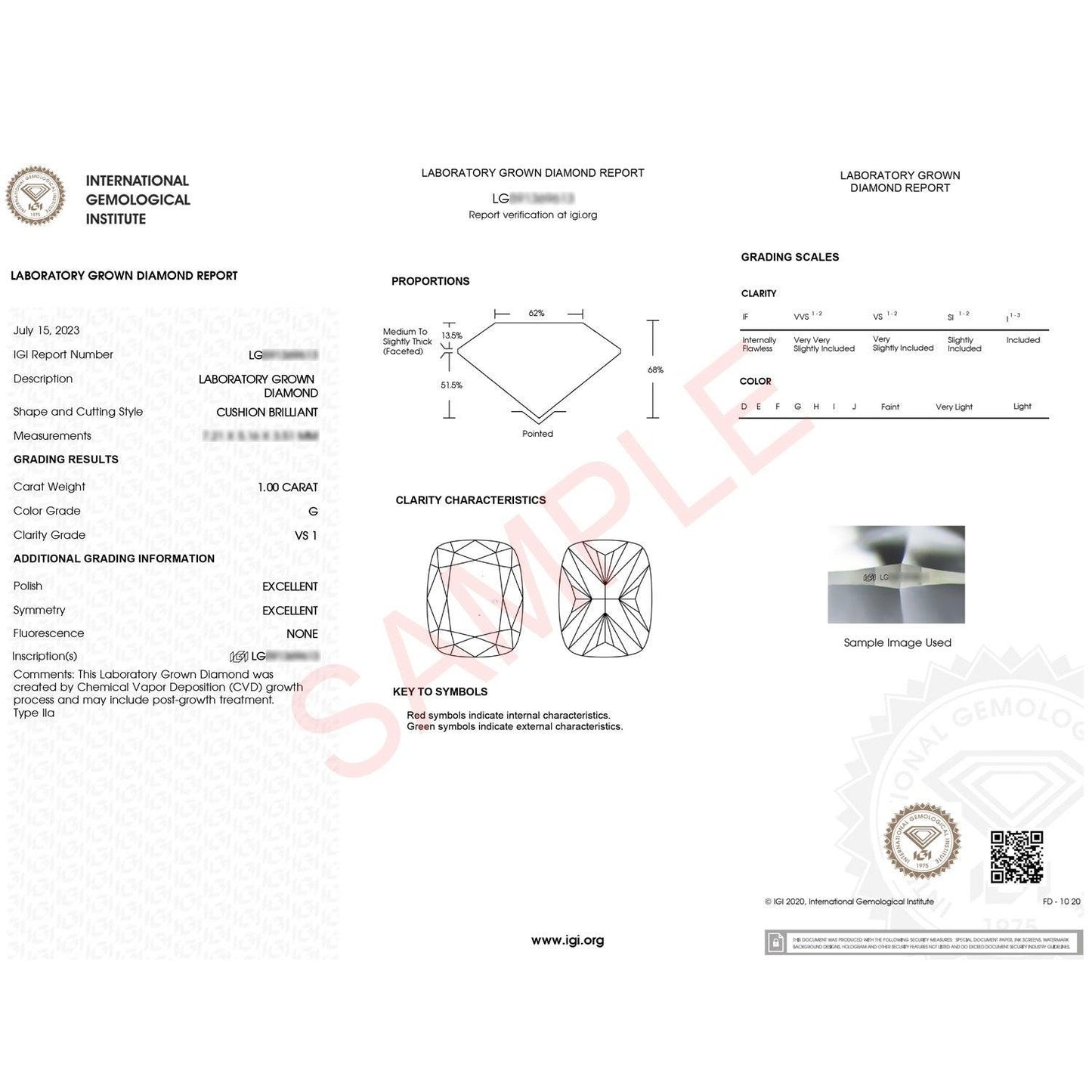 1 Carat Cushion Lab Grown IGI G/VS1 Diamond Solitaire Ring in 14K Yellow Gold