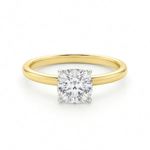 1 Carat Cushion Lab Grown IGI G/VS1 Diamond Solitaire Ring in 14K Yellow Gold