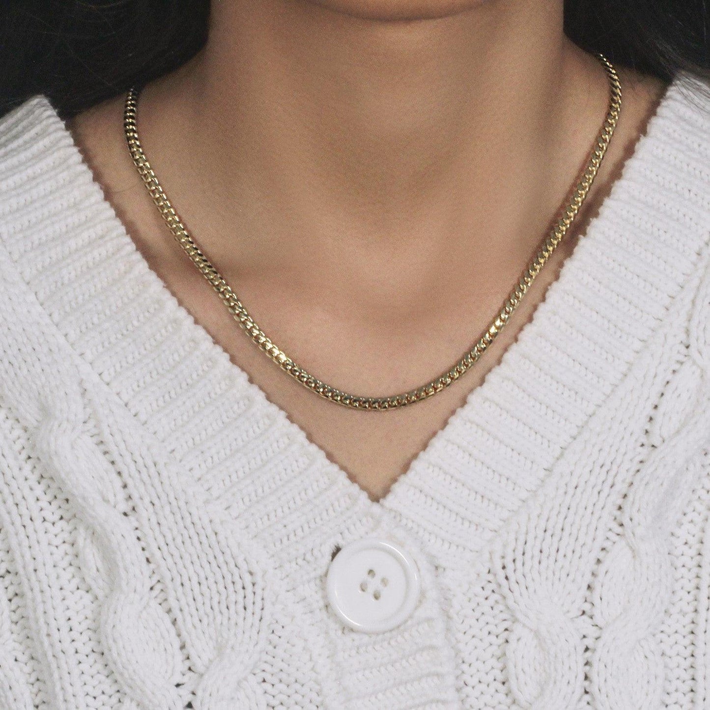 3.9mm 10k Yellow Gold Classic Miami Cuban Solid Chain