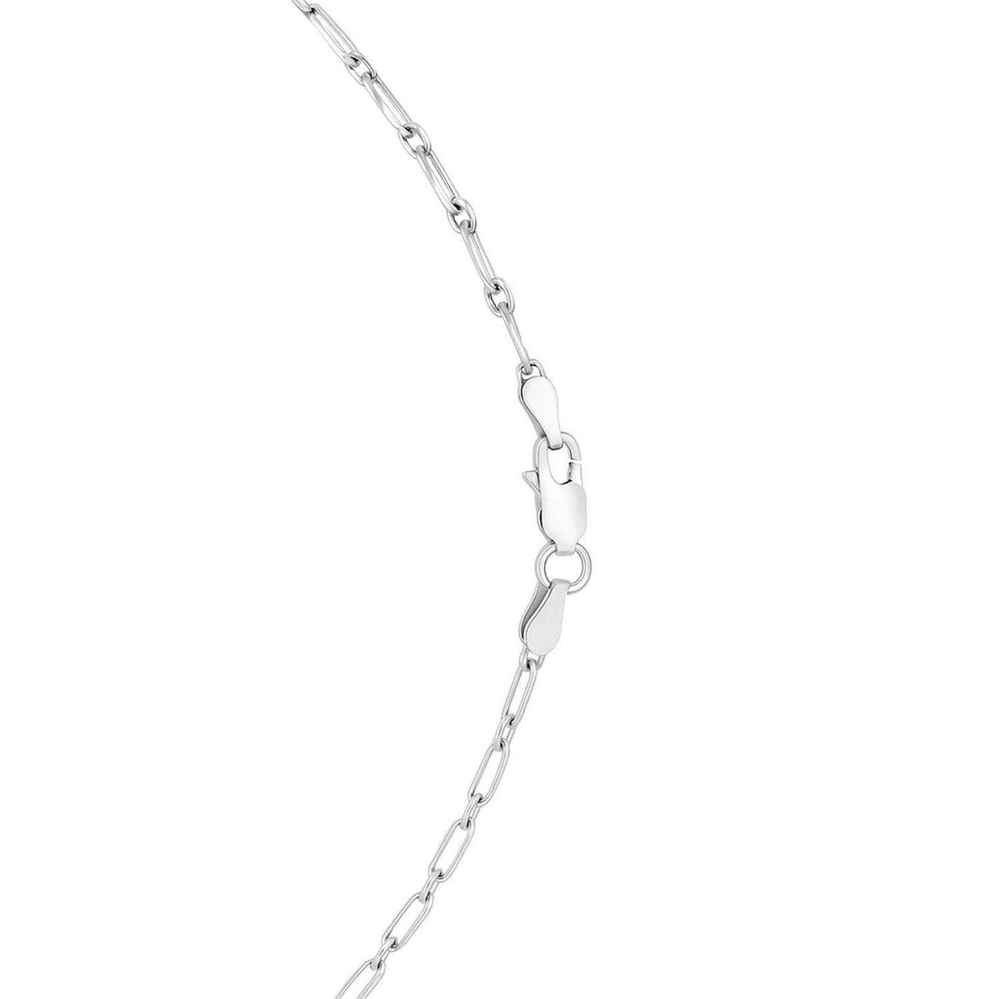 Sterling Silver Rhodium Plated Petite Alternating Paperclip Chain (2.30 mm)