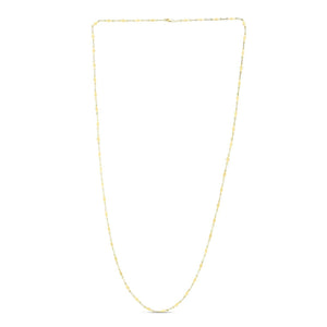 14K Yellow Gold Long Diamond Shape Station Mirror Chain Necklace