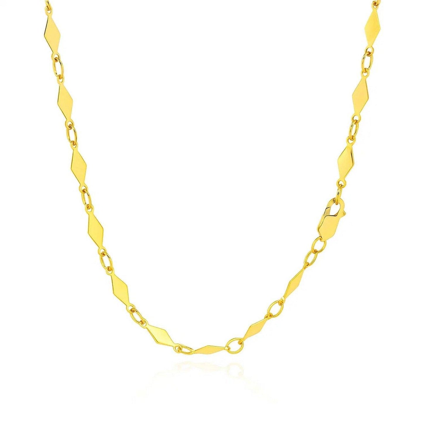 14K Yellow Gold Polished Diamond Motif Chain (3.00 mm)
