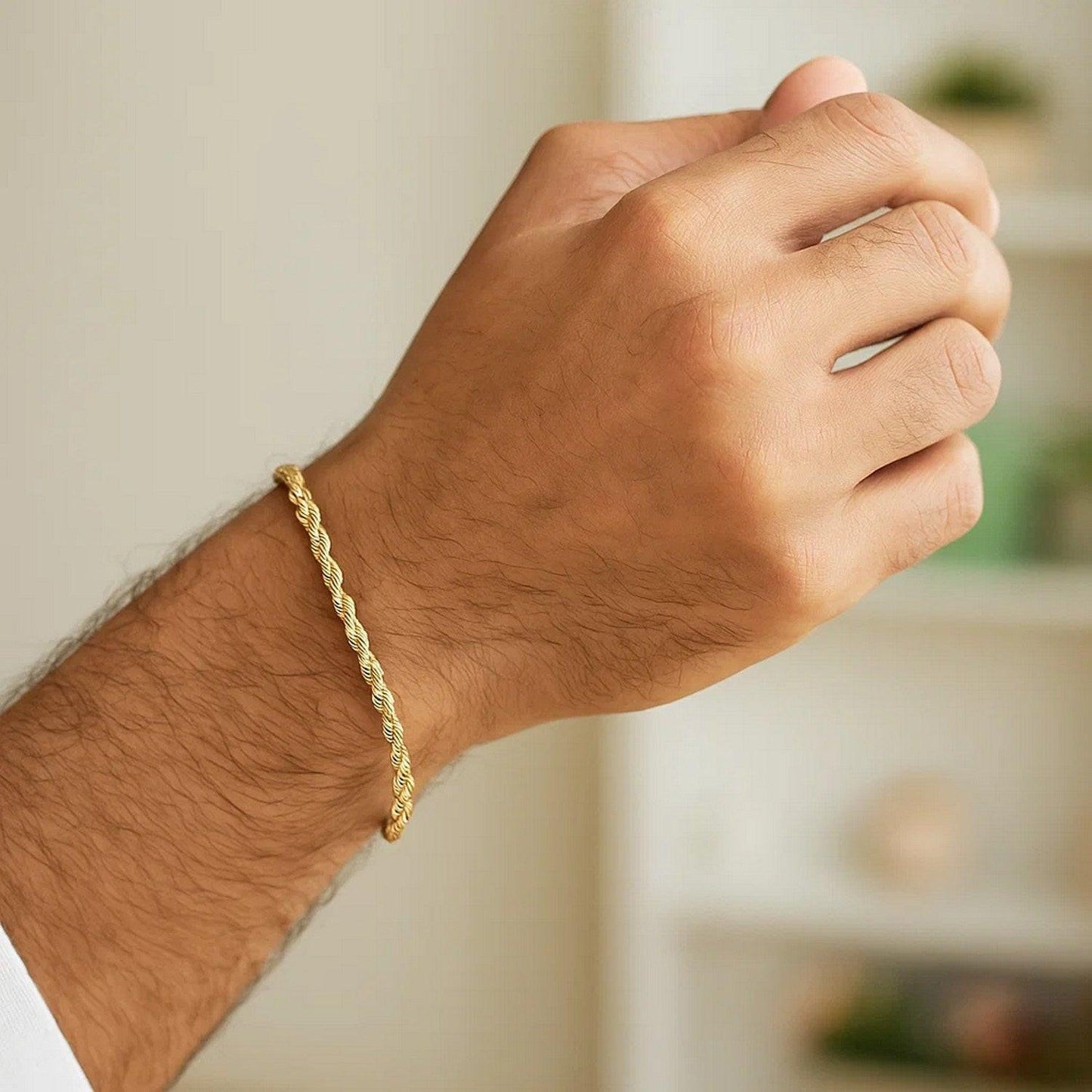 10k Yellow Gold Solid Diamond Cut Rope Bracelet (2.50 mm)