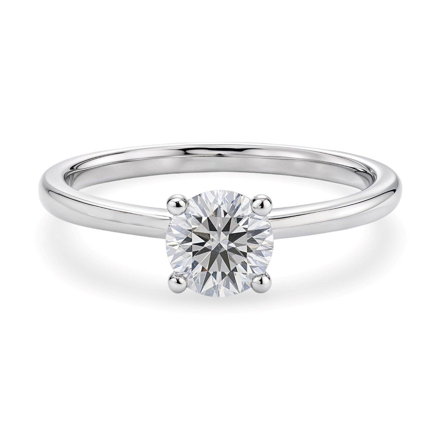 1 Carat Round Lab Grown IGI G/VS1 Diamond Solitaire Ring in 14K White Gold