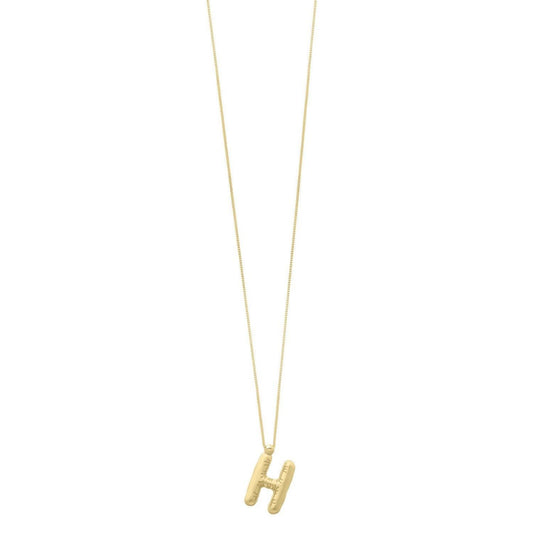 14K Yellow Gold Helium Initial H Pendant