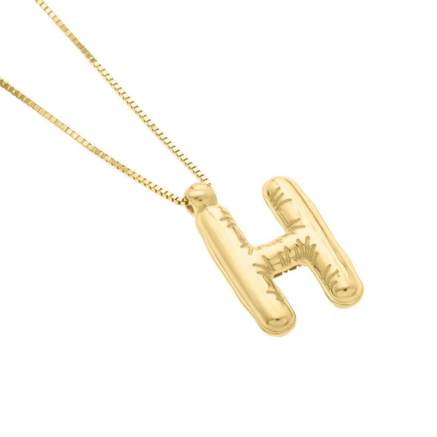 14K Yellow Gold Helium Initial H Pendant