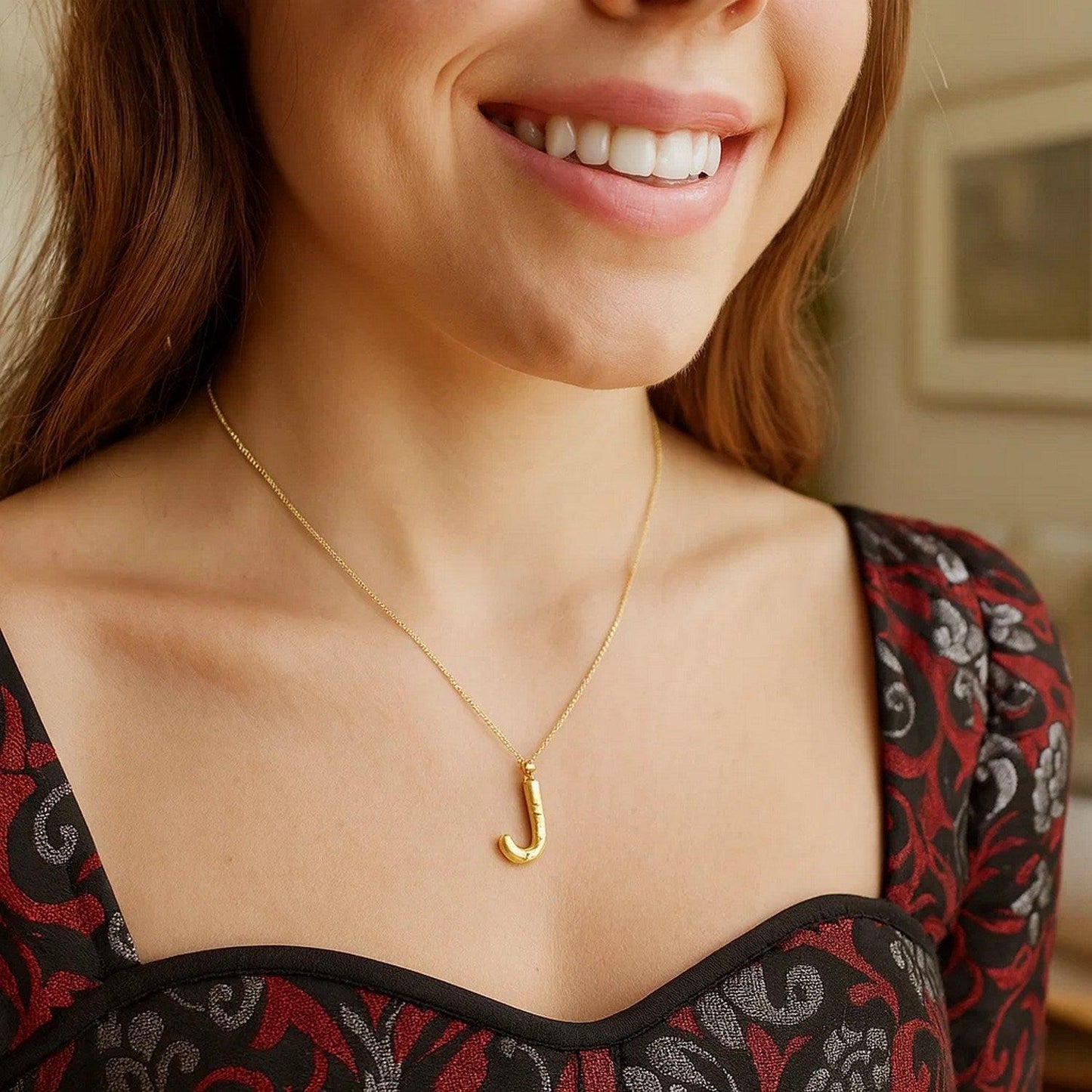 14K Yellow Gold Helium Initial J Pendant