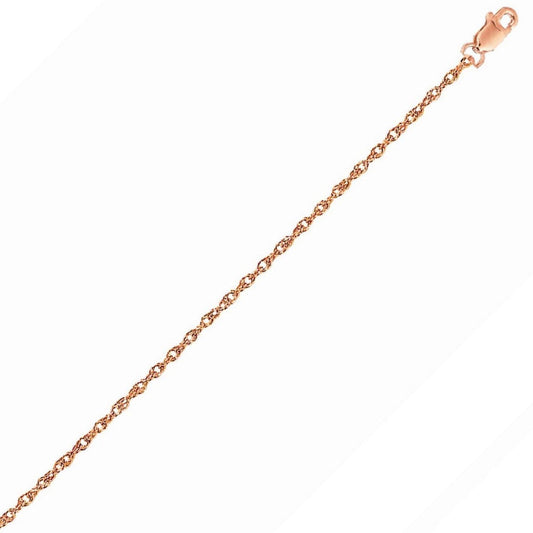 14k Rose Gold Machine Rope Chain (1.10 mm)