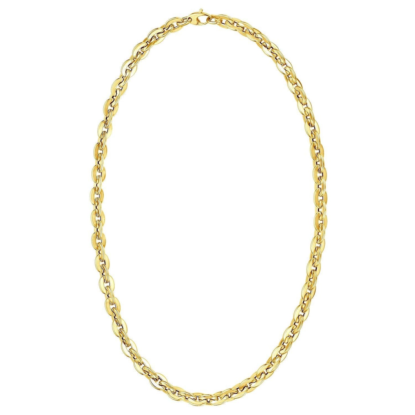 14K Yellow Gold Mirror Rolo Link Chain Necklace (7.30 mm)
