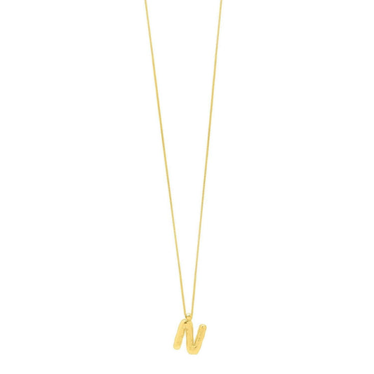 14K Yellow Gold Helium Initial N Pendant