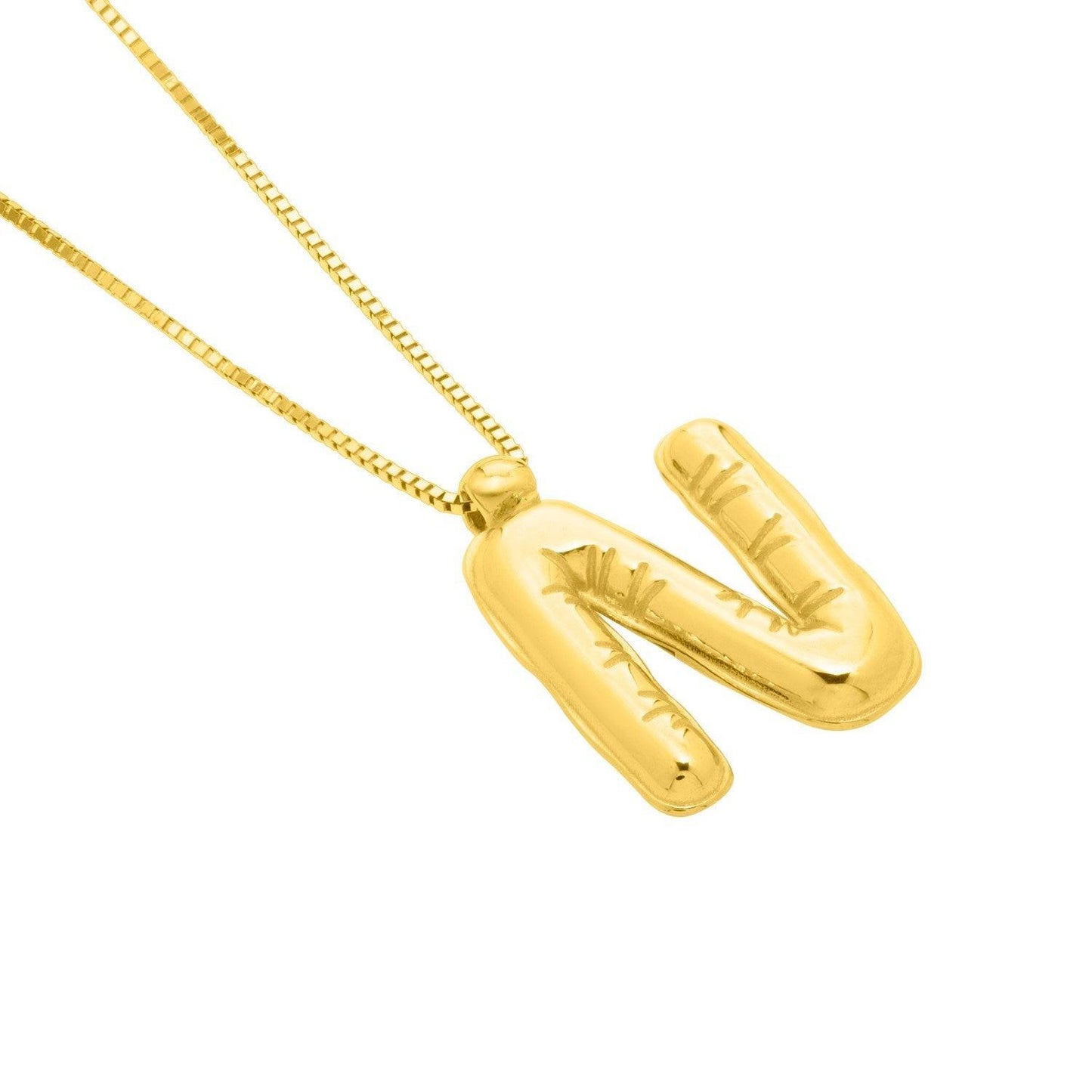 14K Yellow Gold Helium Initial N Pendant
