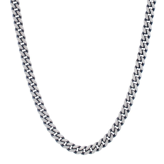 Sterling Silver Gunmetal Finish Miami Cuban Link Chain (7.00 mm)