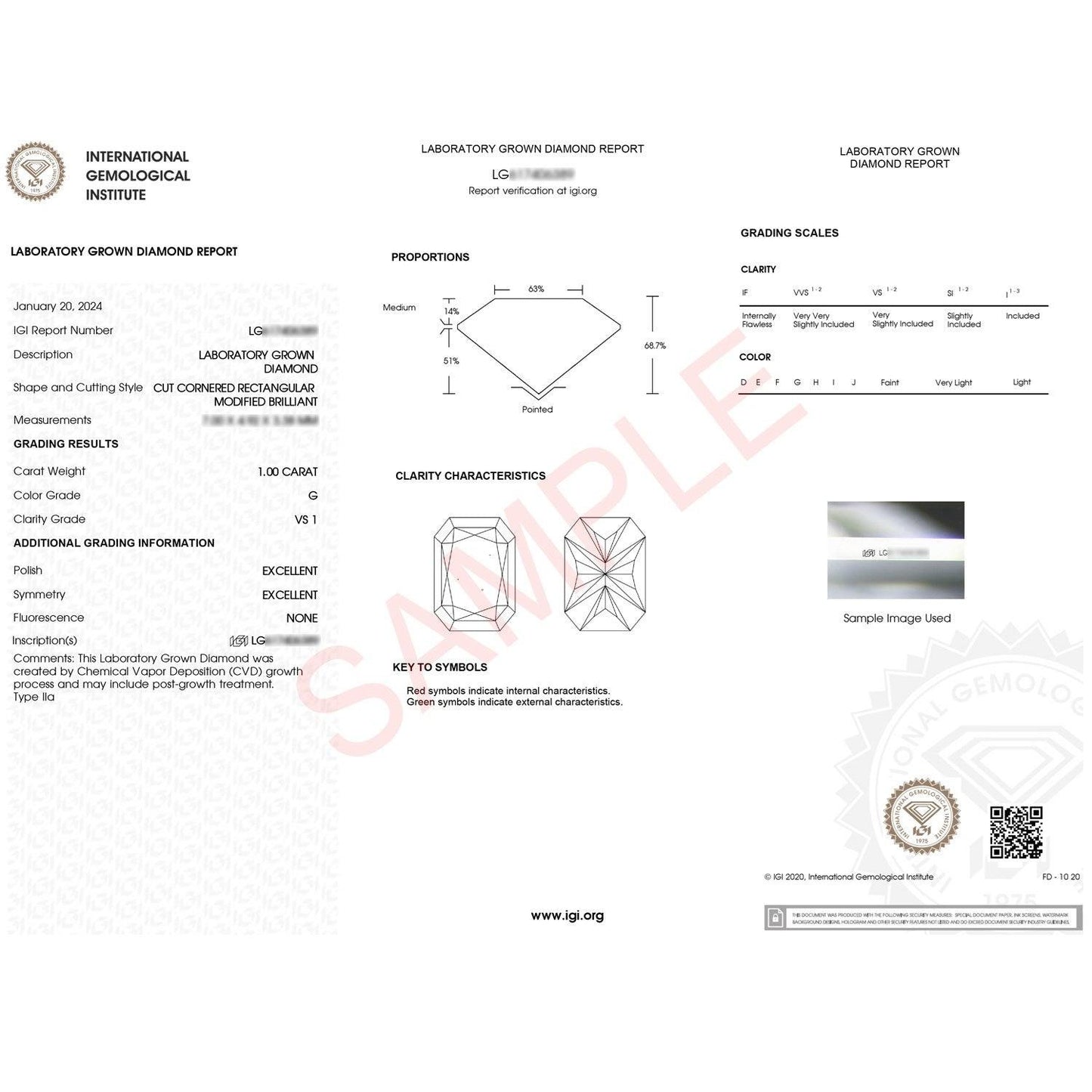 1 Carat Radiant Lab Grown IGI G/VS1 Diamond Solitaire Ring in 10K White Gold