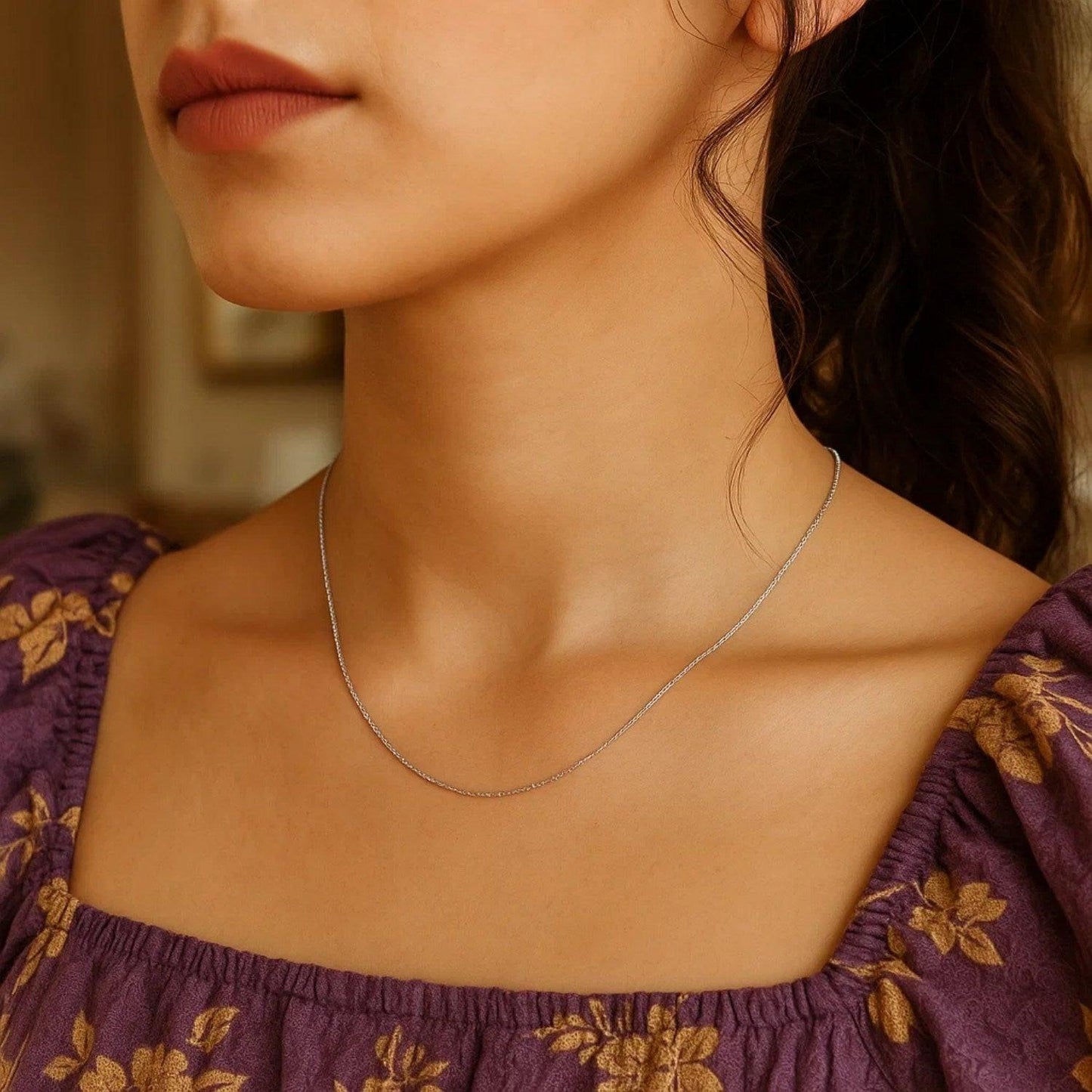 14k White Gold Machine Rope Chain (0.85 mm)