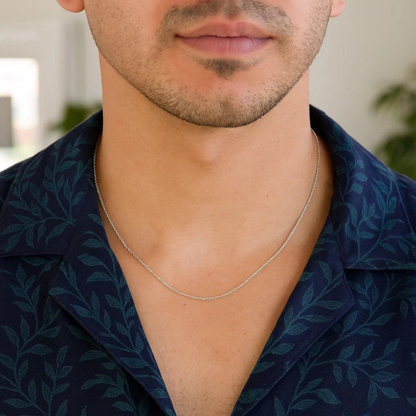 14k White Gold Machine Rope Chain (0.85 mm)