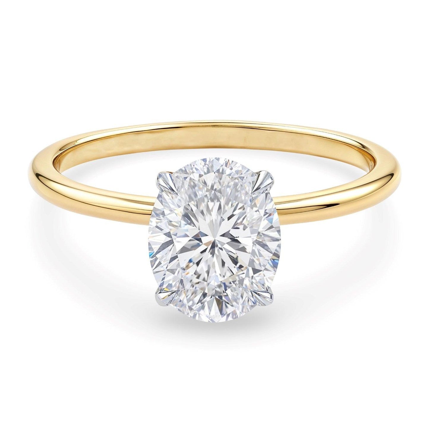 1 1/2 Carat Oval Lab Grown IGI G/VS1 Diamond Solitaire Ring in 10K Yellow Gold