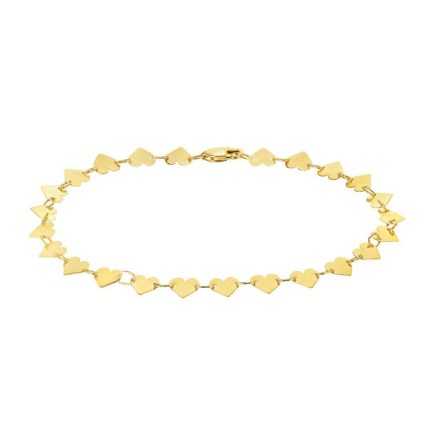 Mirror Heart Chain Bracelet in 10K Yellow Gold (4.70 mm)