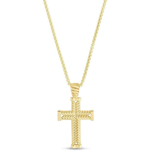 14K Yellow Gold Polished Cross Pendant