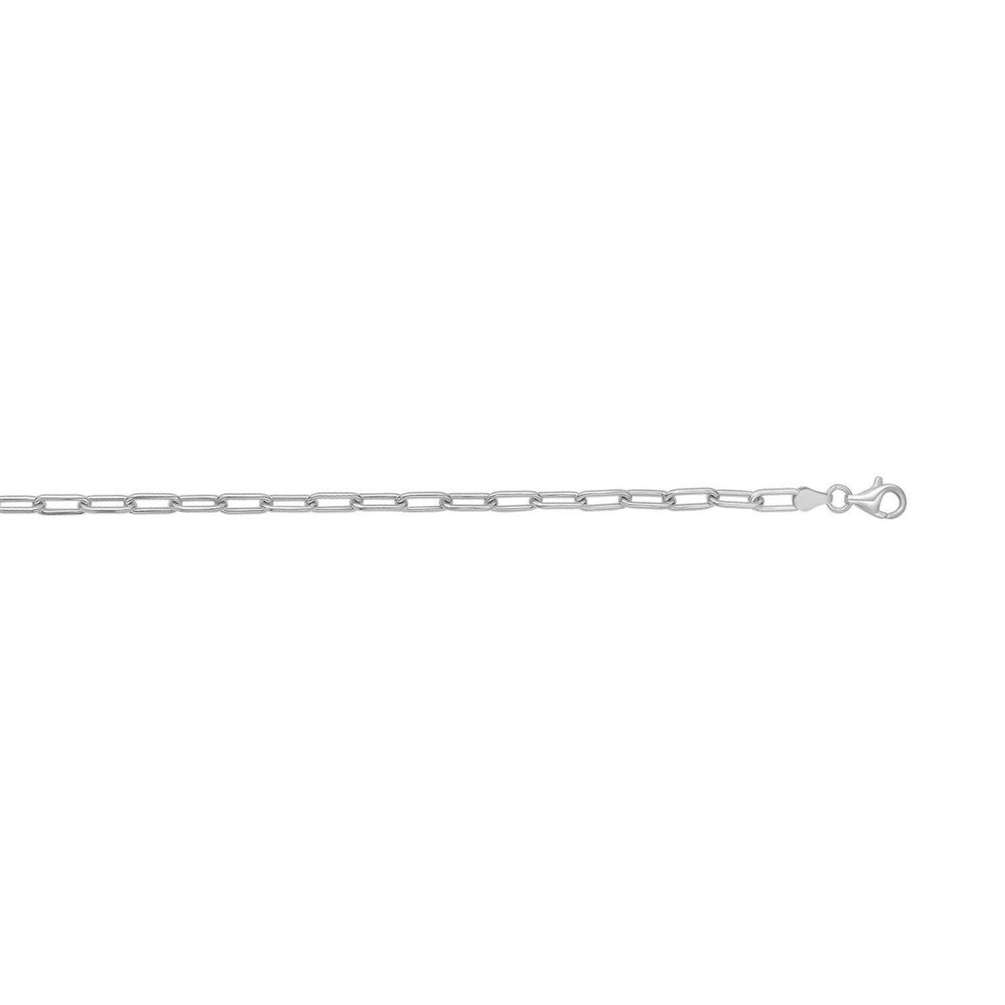 Sterling Silver Rhodium Plated Round Link Paperclip Chain (4.10 mm)
