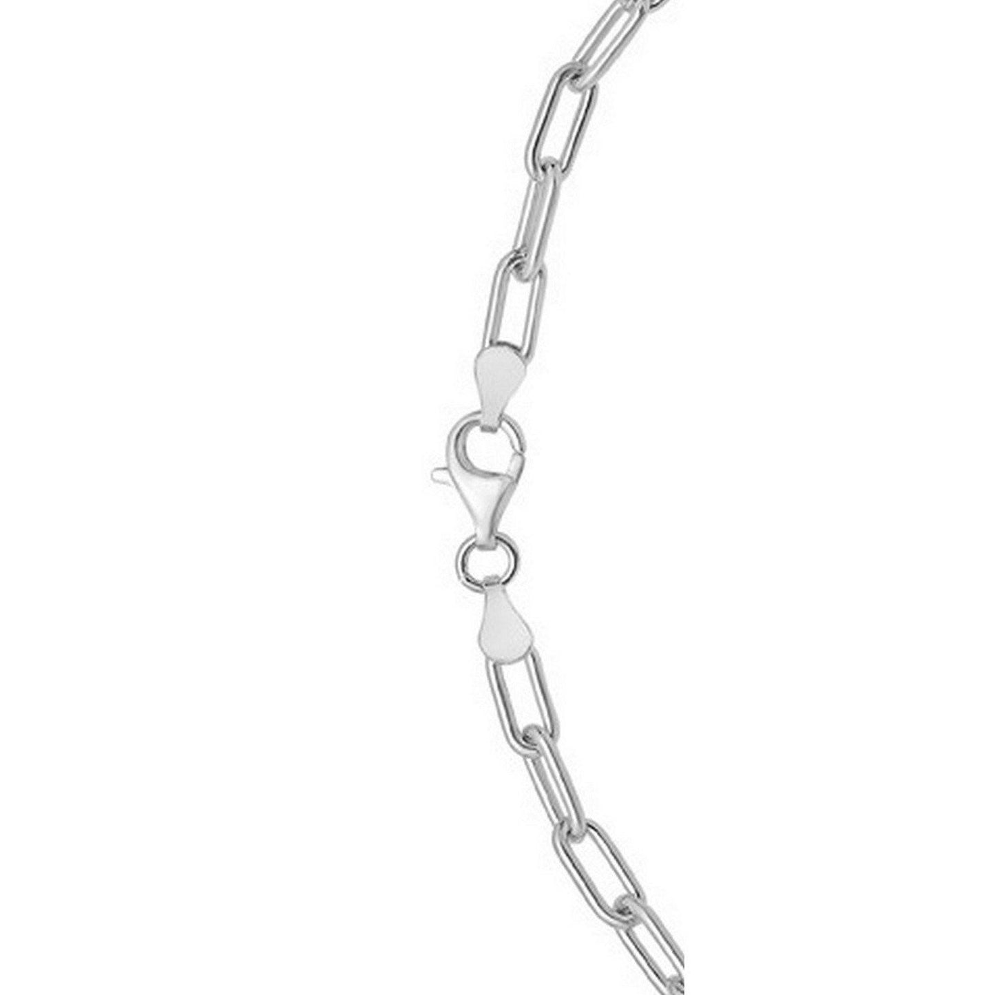 Sterling Silver Rhodium Plated Round Link Paperclip Chain (4.10 mm)