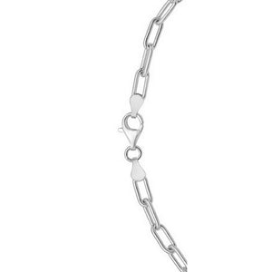 Sterling Silver Rhodium Plated Round Link Paperclip Chain (4.10 mm)