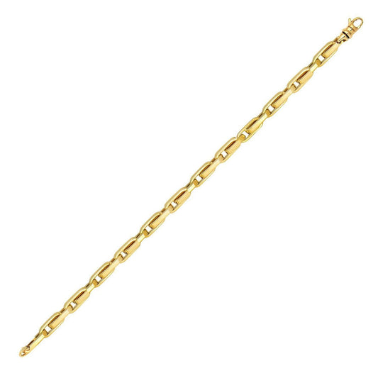 14K Yellow Gold Fancy Oval Box Link Bracelet