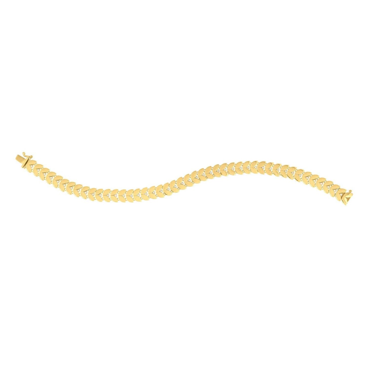 Gold Laurel Leaf Bracelet in 14K Yellow Gold (7.40 mm)