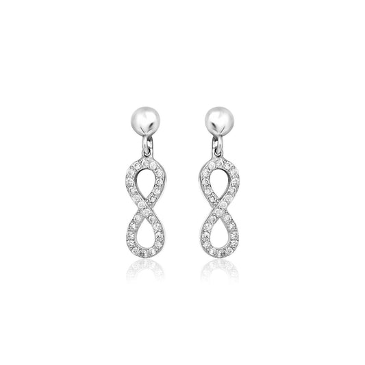 Sterling Silver Infinity Symbol Earrings with Cubic Zirconias