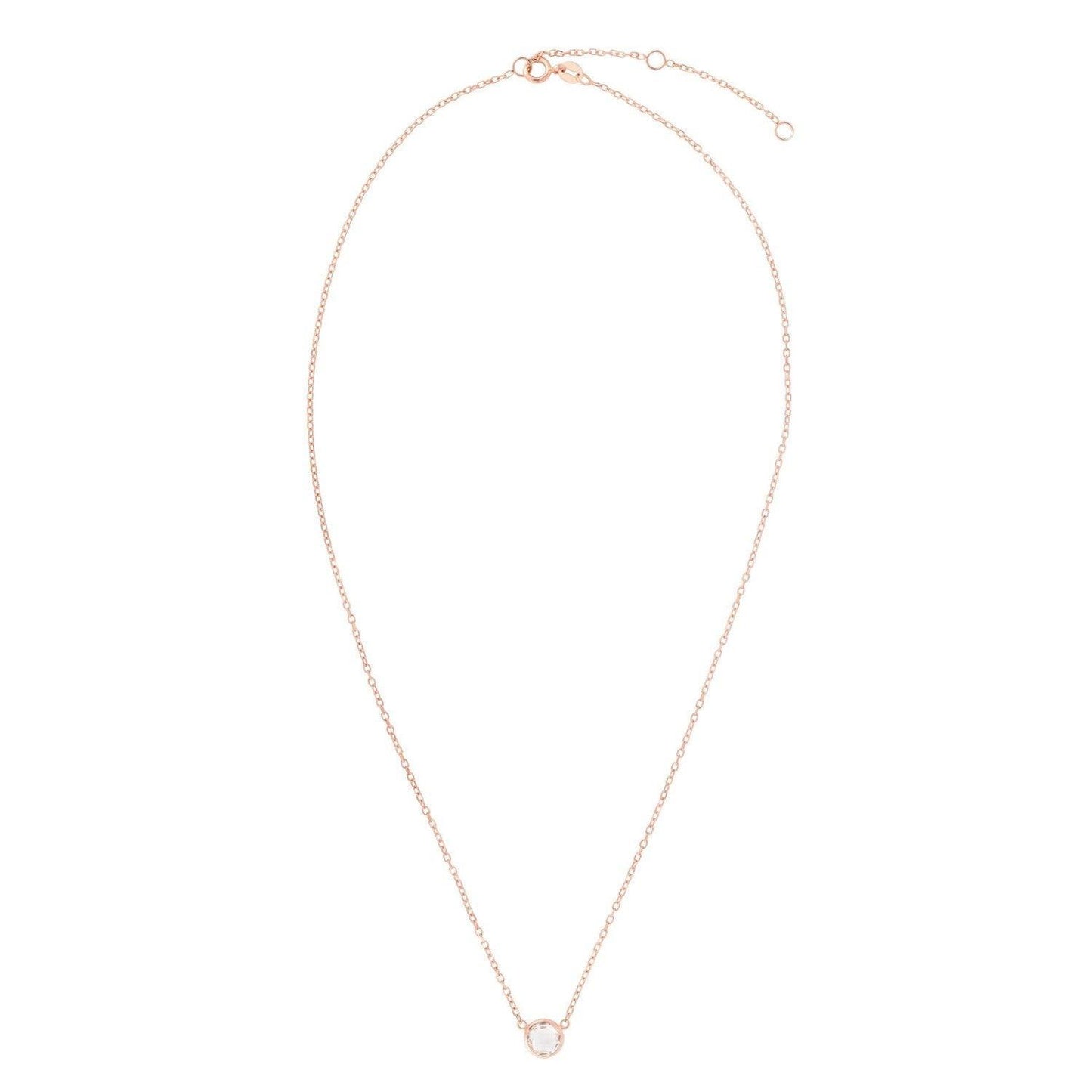 14k Rose Gold 17 inch Necklace with Round White Topaz