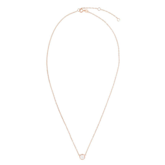 14k Rose Gold 17 inch Necklace with Round White Topaz