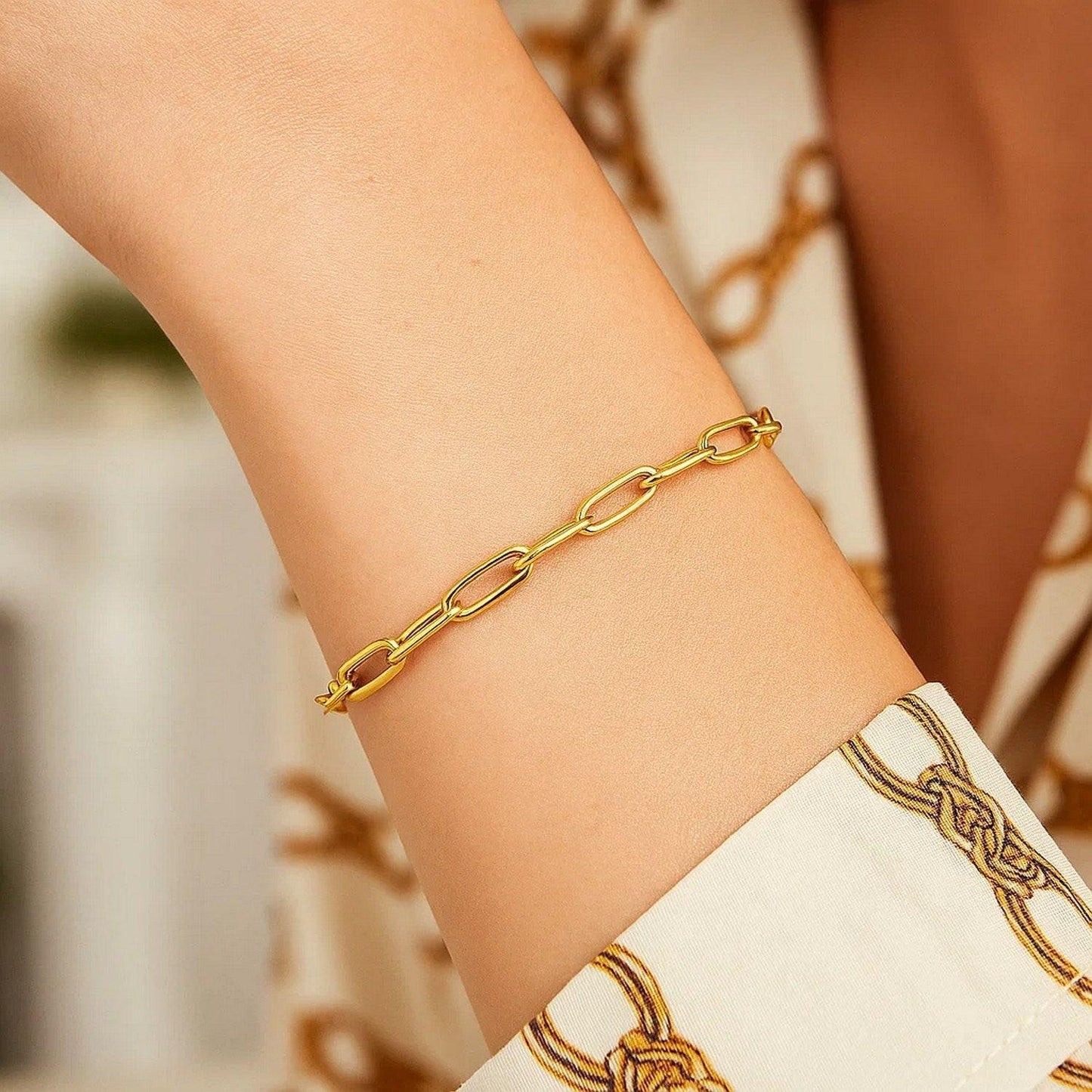 14K Yellow Gold Paperclip Bracelet  (4.00 mm)