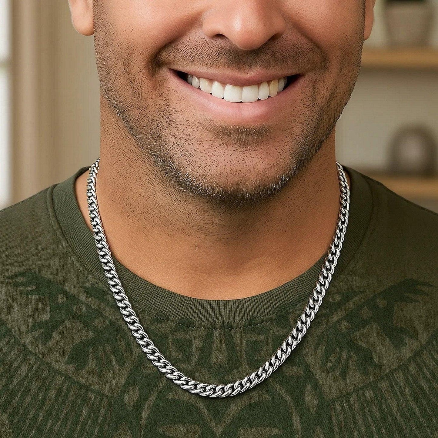 Sterling Silver Rhodium Plated Vintage Puffed Miami Cuban Chain (6.10 mm)