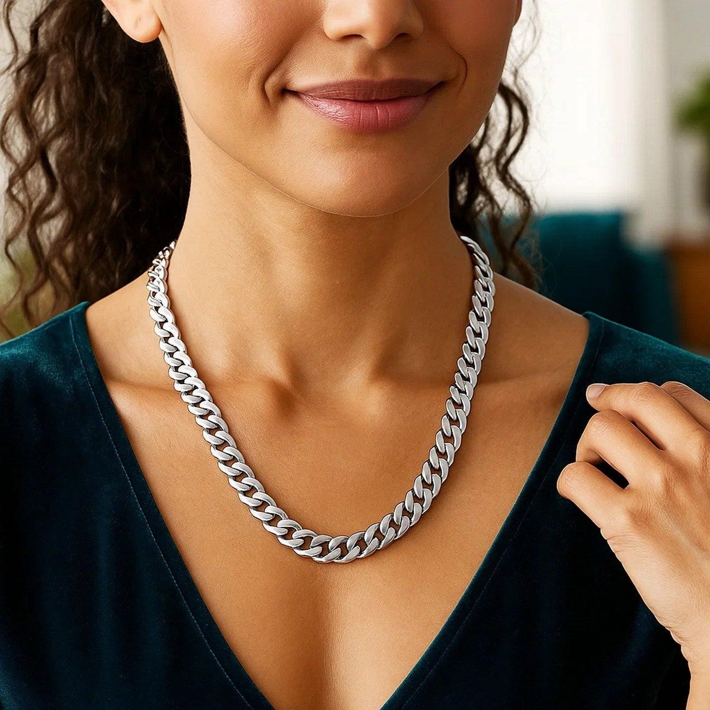 14k White Gold 22 inch Polished Curb Chain Necklace