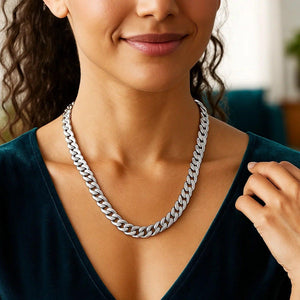 14k White Gold 22 inch Polished Curb Chain Necklace