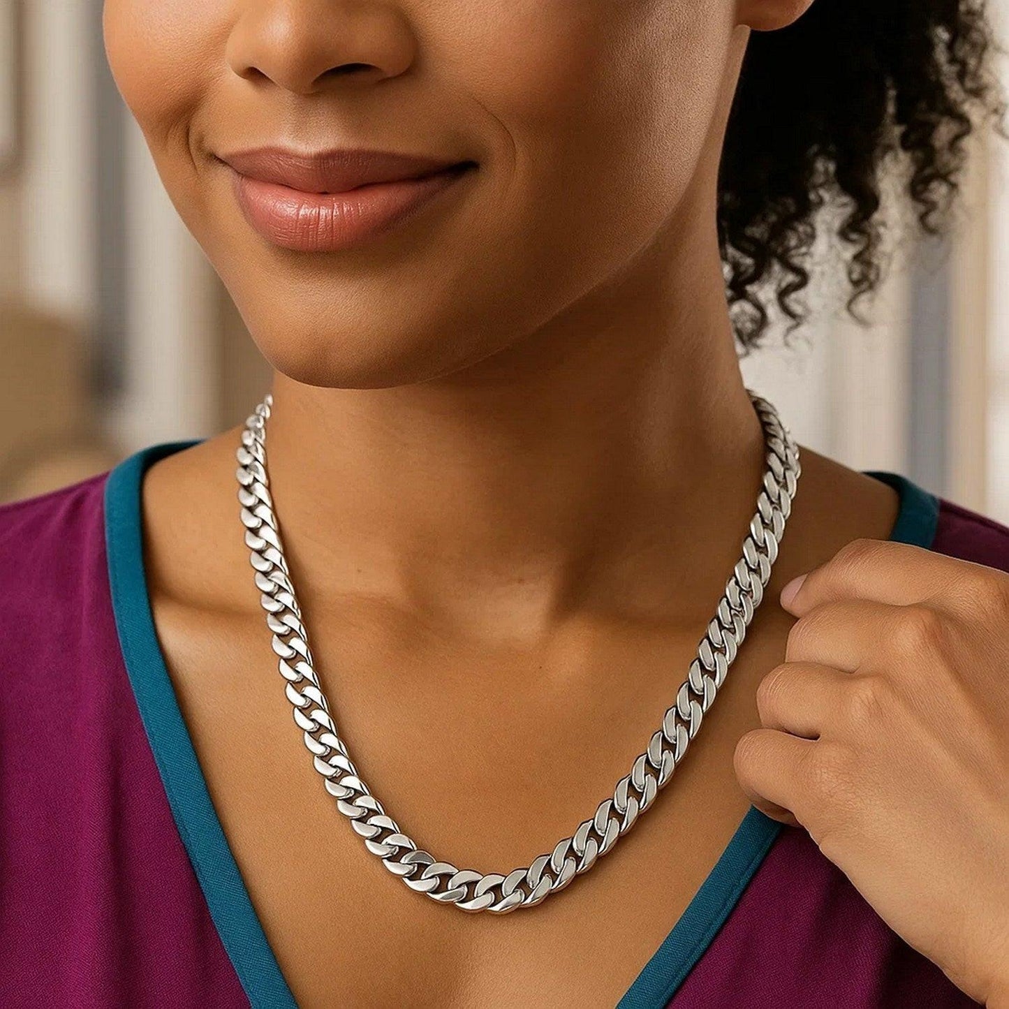 14k White Gold 22 inch Polished Curb Chain Necklace