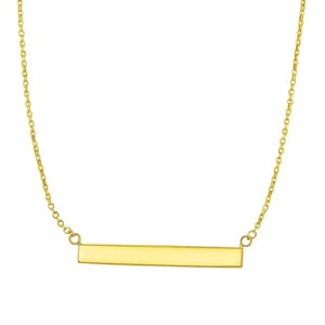 14k Yellow Gold Chain Necklace with a Shiny Flat Bar