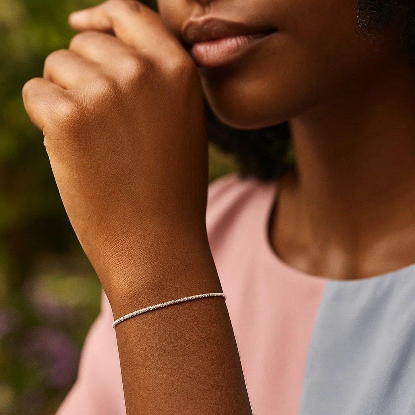 14K White Gold Diamond Cut Sparkle Spring Bracelet (1.70 mm)