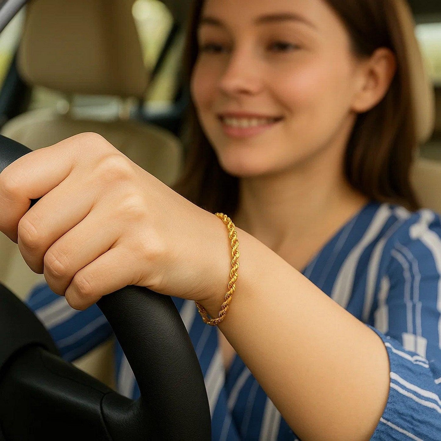 10k Yellow Gold Solid Diamond Cut Rope Bracelet (3.50 mm)