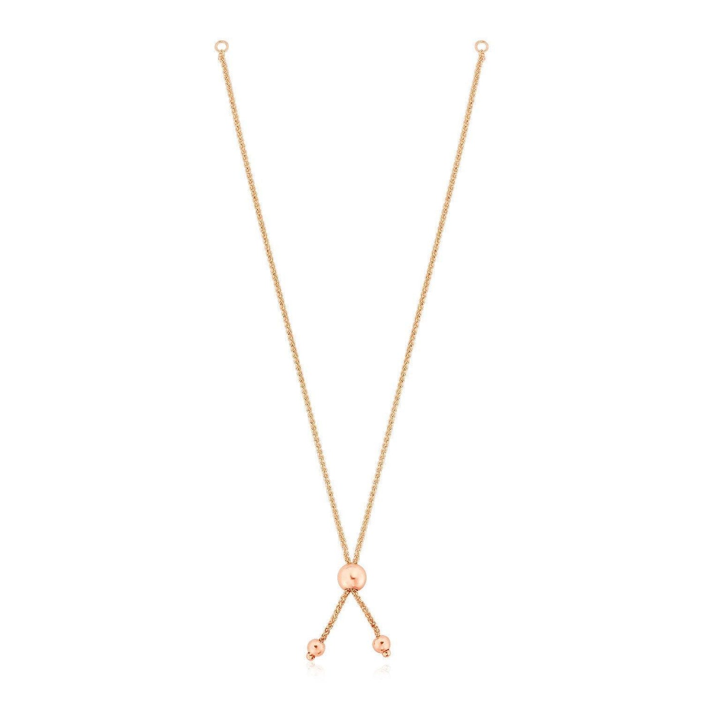 14k Rose Gold Adjustable Friendship Bracelet Chain with Ball Slide
