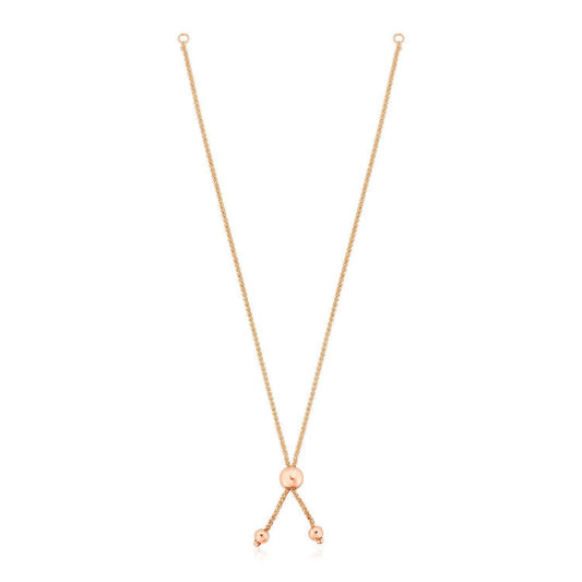 14k Rose Gold Adjustable Friendship Bracelet Chain with Ball Slide