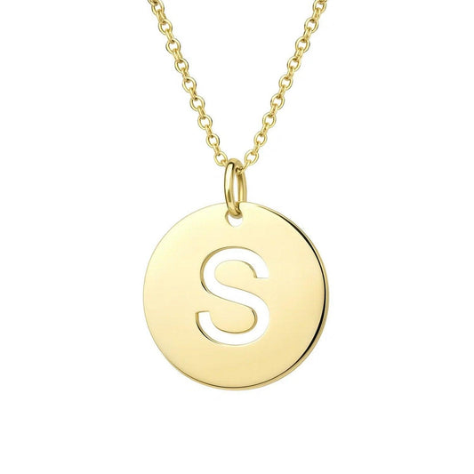 14K Yellow Gold Disc Initial S Pendant
