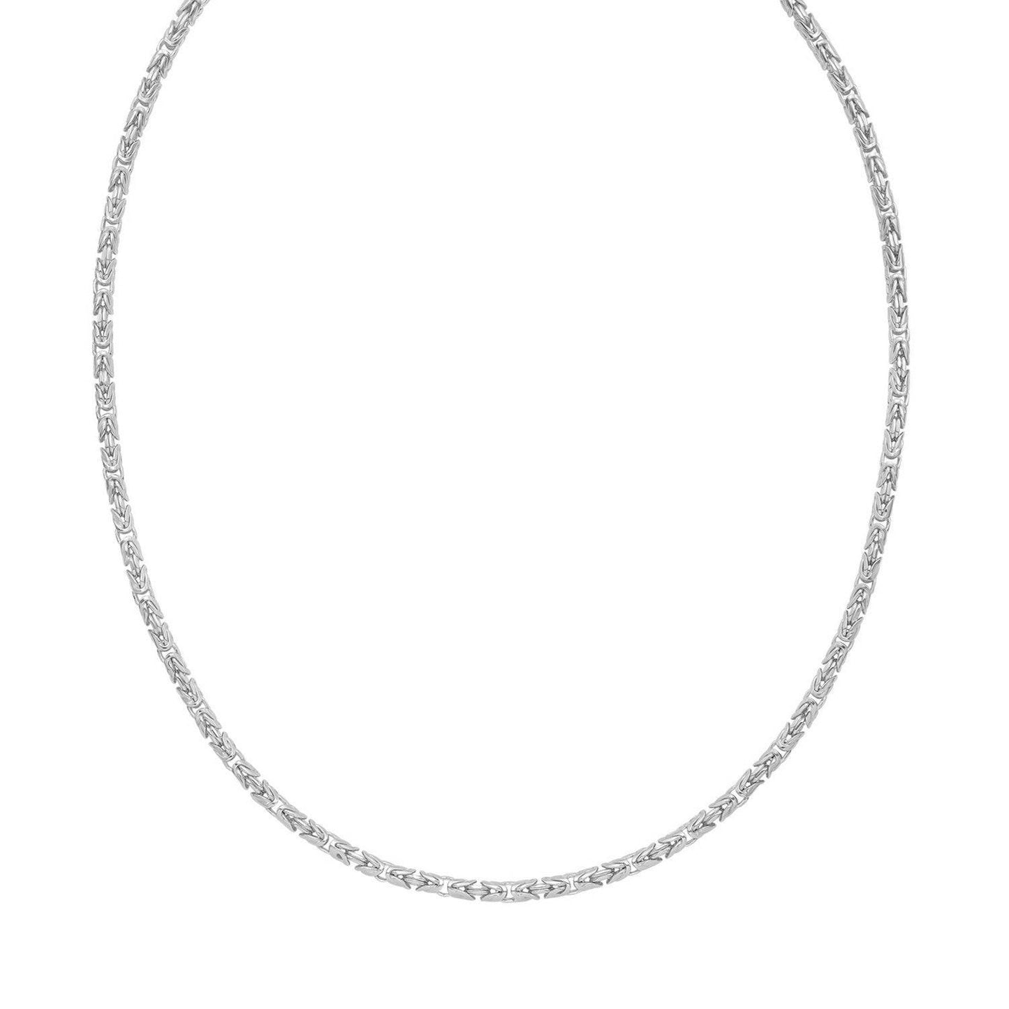 Sterling Silver Rhodium Plated Solid Round Byzantine Chain (3.20 mm)
