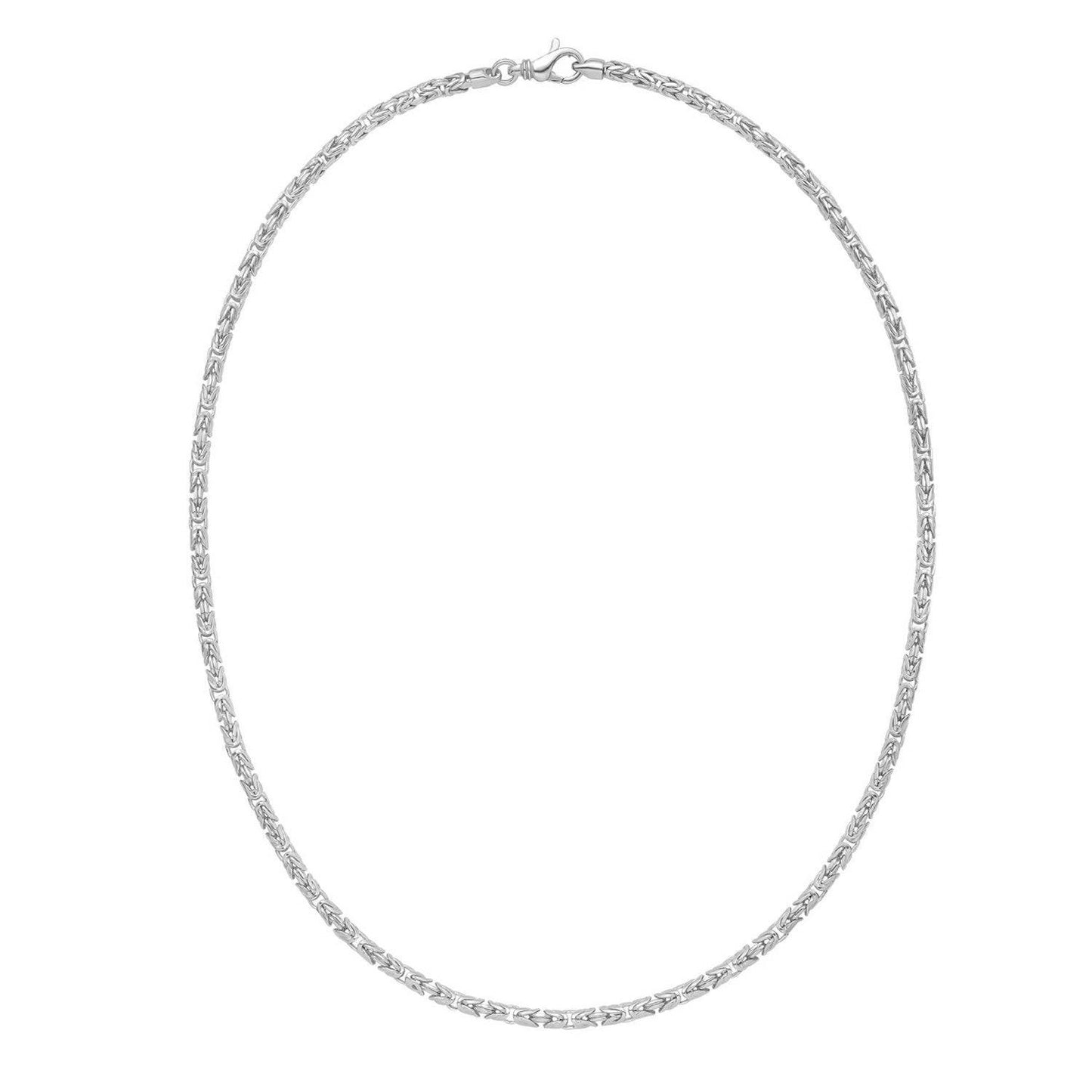 Sterling Silver Rhodium Plated Solid Round Byzantine Chain (3.20 mm)