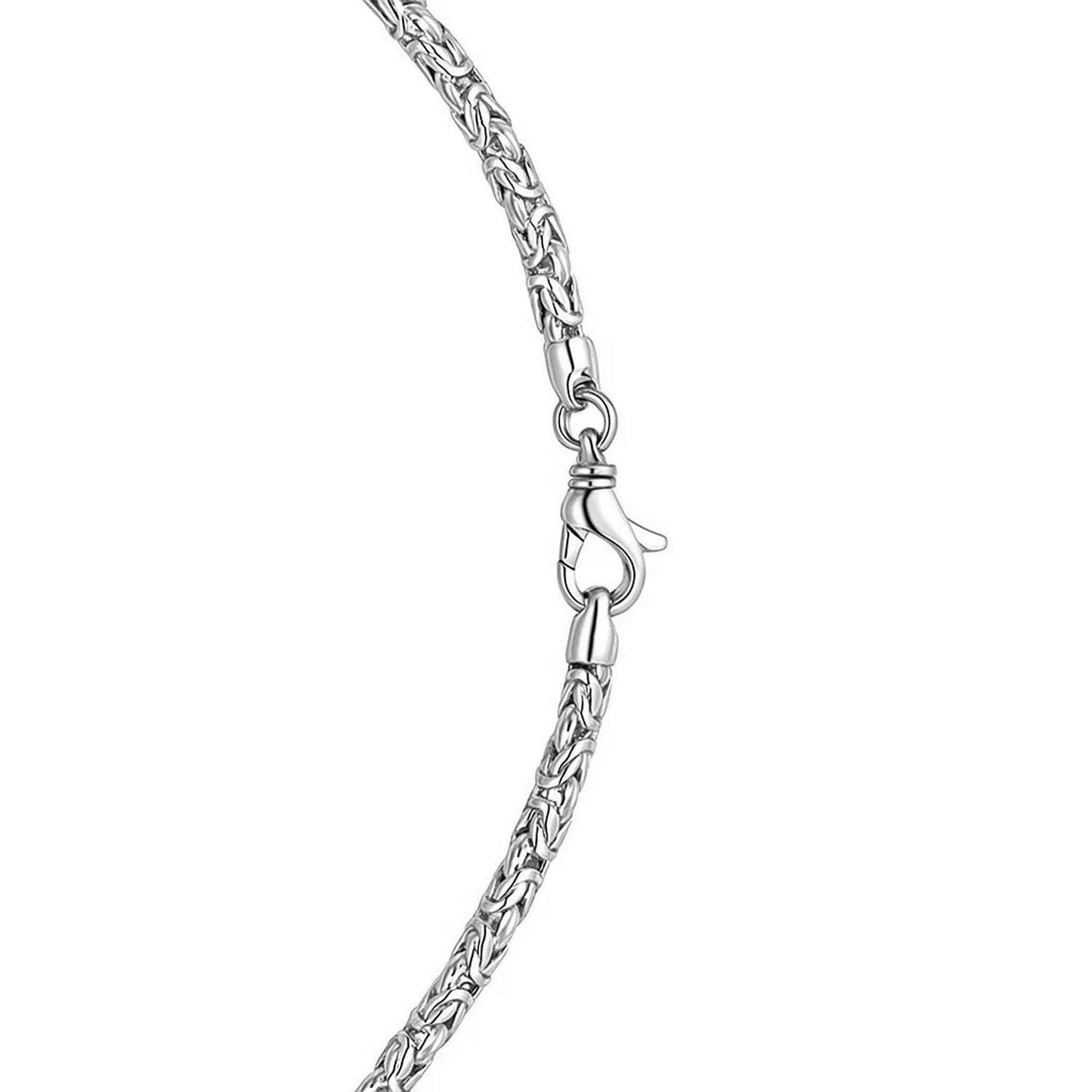 Sterling Silver Rhodium Plated Solid Round Byzantine Chain (3.20 mm)