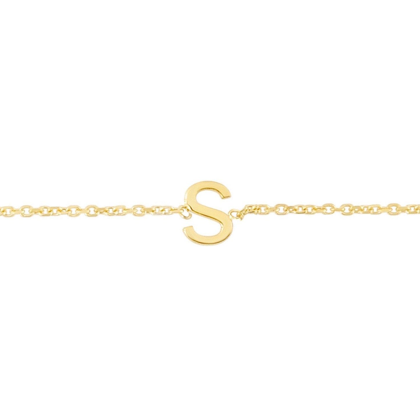14K Yellow Gold Mini Initial S Bracelet