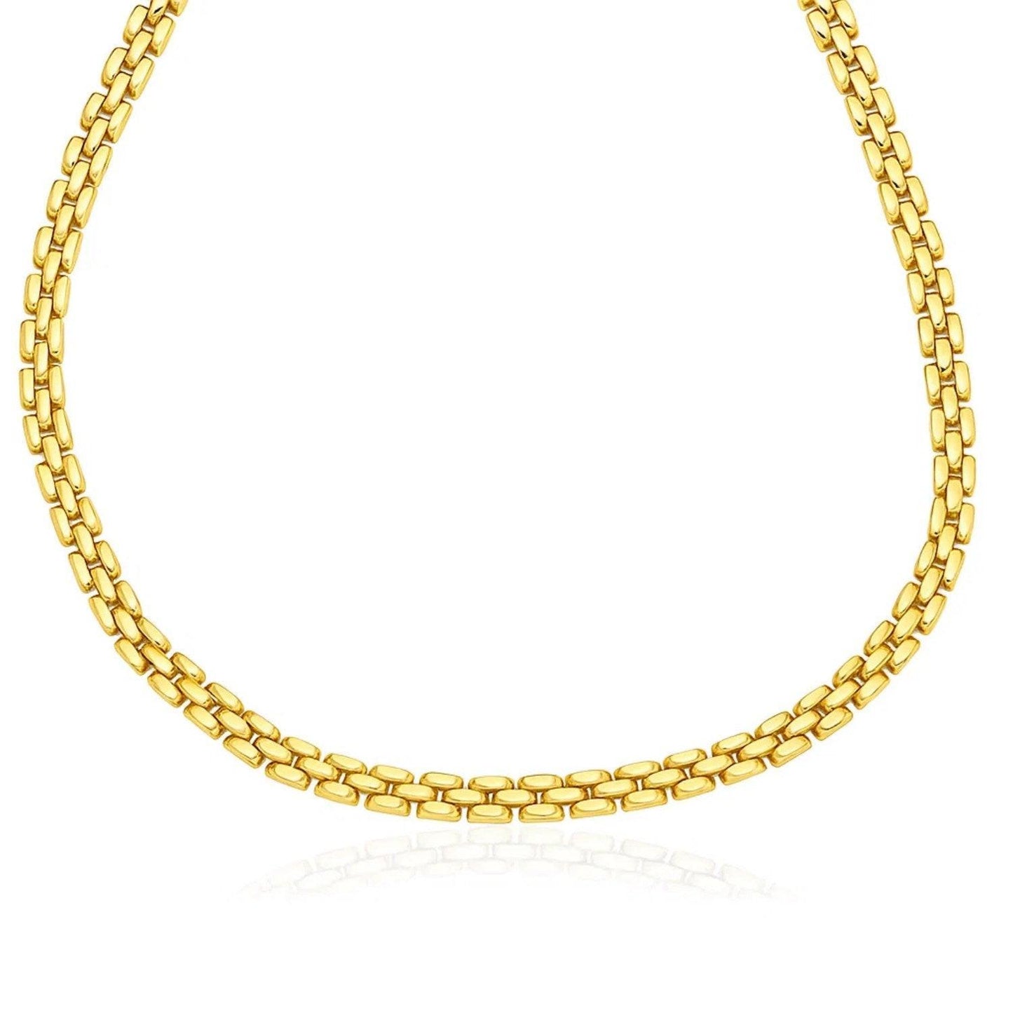 14k Yellow Gold Panther Chain Link Shiny Necklace
