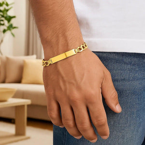 14k Yellow Gold 8 1/2 inch Mens Curb Chain ID Bracelet (8.30 mm)